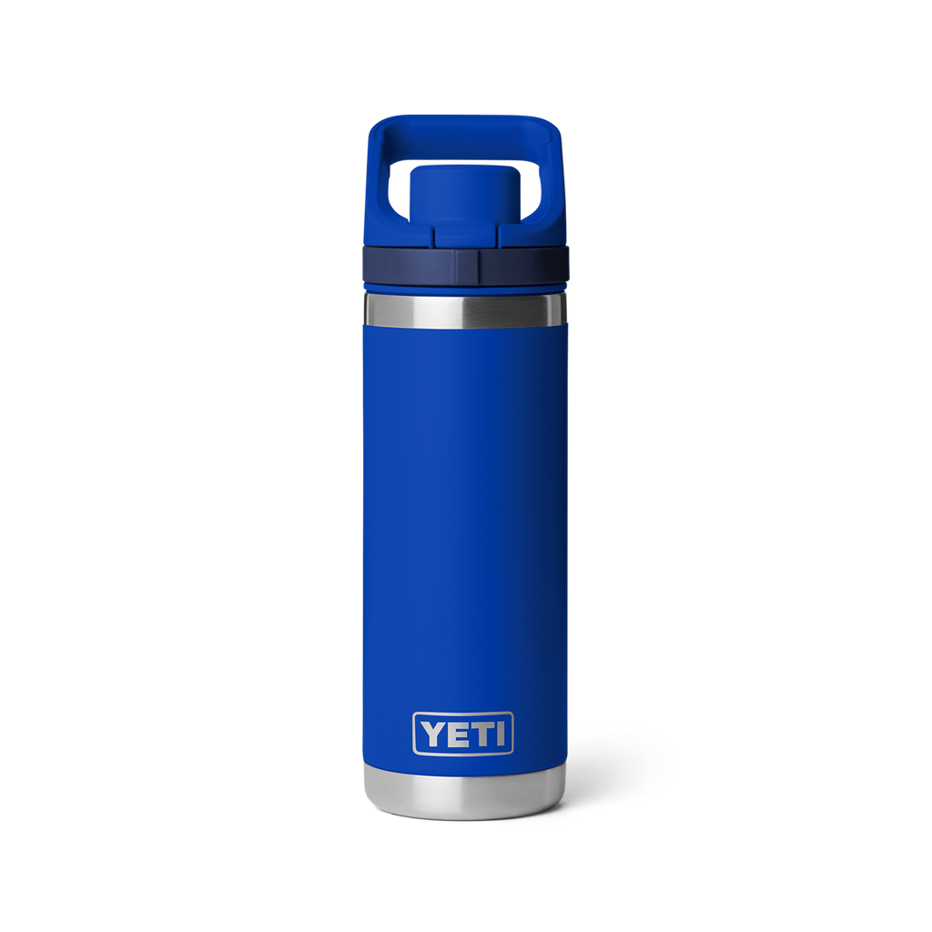 Personalized laser engraved YETI 18oz Rambler Chug Bottle in Royal Blue, custom name gift