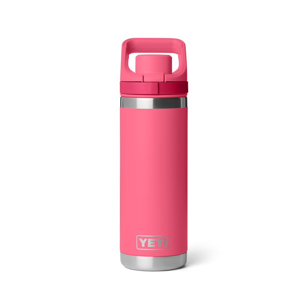 Personalized laser engraved YETI 18oz Rambler Chug Bottle in Tropical Pink, custom name gift