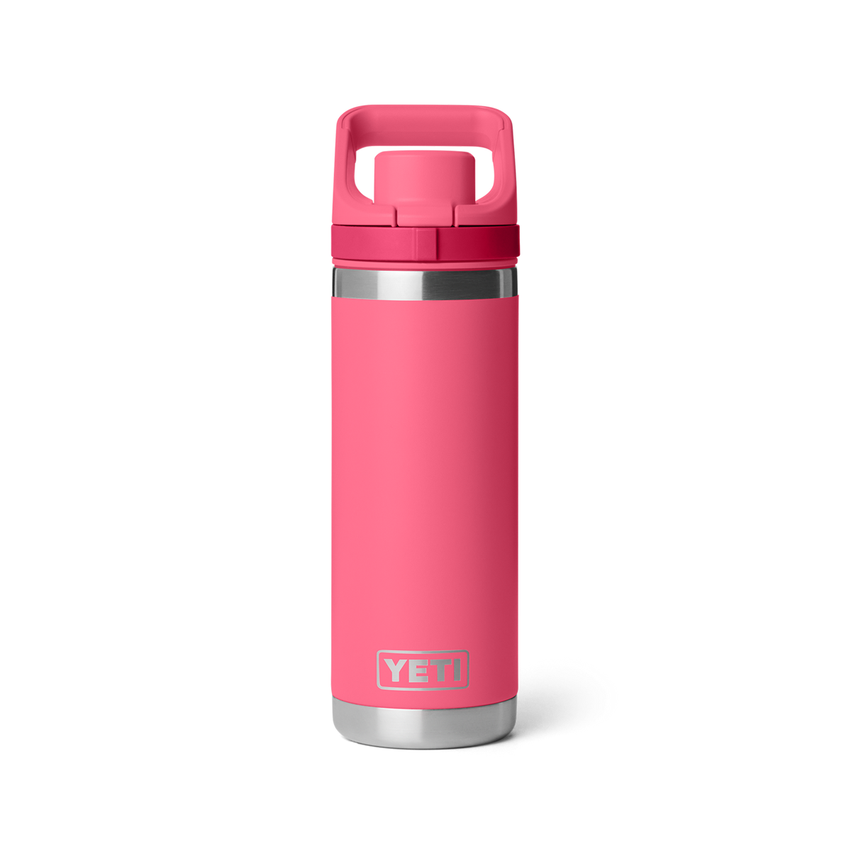 Personalized laser engraved YETI 18oz Rambler Chug Bottle in Tropical Pink, custom name gift