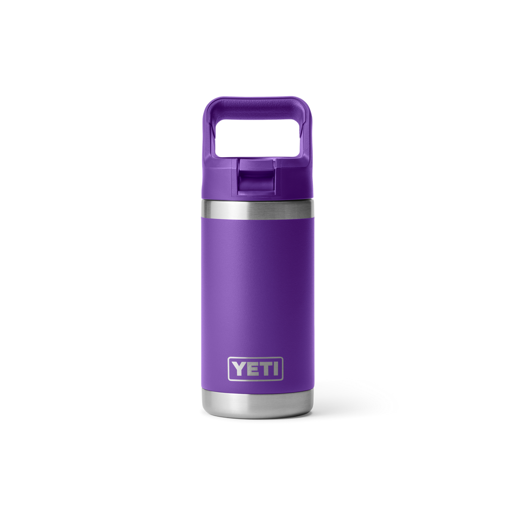 Personalized laser engraved YETI Rambler Jr 12oz Kids Bottle in Pace Purple, custom name gift