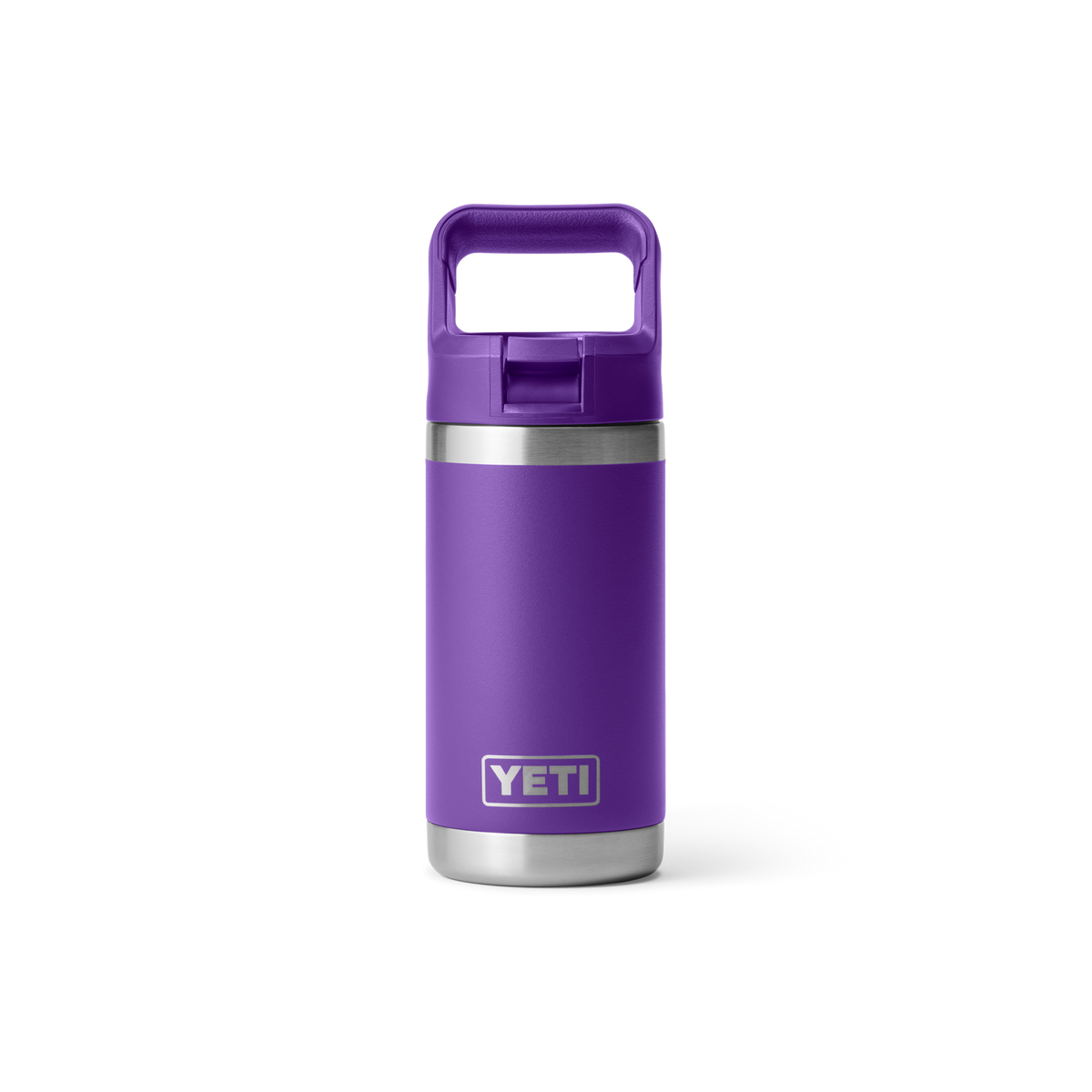 Personalized laser engraved YETI Rambler Jr 12oz Kids Bottle in Pace Purple, custom name gift