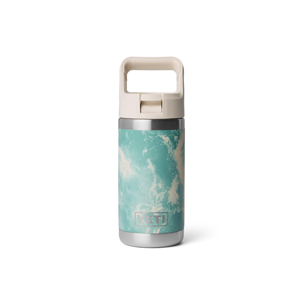 Personalized laser engraved YETI Rambler Jr 12oz Kids Bottle in Sea View, custom name gift